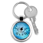 Piano With Feathers, Clef And Key Notes Key Chain (Round)