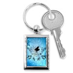 Piano With Feathers, Clef And Key Notes Key Chain (Rectangle)