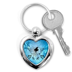 Piano With Feathers, Clef And Key Notes Key Chain (heart) by FantasyWorld7