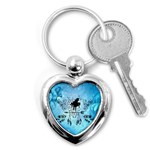 Piano With Feathers, Clef And Key Notes Key Chain (Heart)