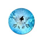 Piano With Feathers, Clef And Key Notes Magnet 3  (Round)