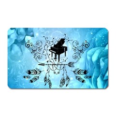 Piano With Feathers, Clef And Key Notes Magnet (rectangular) by FantasyWorld7