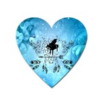 Piano With Feathers, Clef And Key Notes Heart Magnet