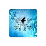 Piano With Feathers, Clef And Key Notes Square Magnet