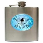 Piano With Feathers, Clef And Key Notes Hip Flask (6 oz)