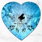 Piano With Feathers, Clef And Key Notes Jigsaw Puzzle (Heart)