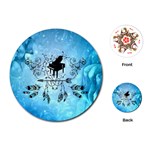 Piano With Feathers, Clef And Key Notes Playing Cards Single Design (Round)