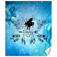 Piano With Feathers, Clef And Key Notes Canvas 8  X 10  by FantasyWorld7