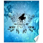 Piano With Feathers, Clef And Key Notes Canvas 8  x 10 