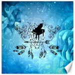 Piano With Feathers, Clef And Key Notes Canvas 12  x 12 