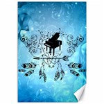 Piano With Feathers, Clef And Key Notes Canvas 12  x 18 