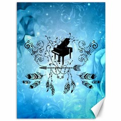 Piano With Feathers, Clef And Key Notes Canvas 36  X 48  by FantasyWorld7