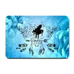 Piano With Feathers, Clef And Key Notes Small Doormat 