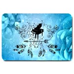 Piano With Feathers, Clef And Key Notes Large Doormat 