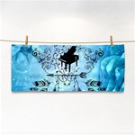 Piano With Feathers, Clef And Key Notes Hand Towel