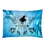 Piano With Feathers, Clef And Key Notes Pillow Case