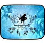 Piano With Feathers, Clef And Key Notes Fleece Blanket (Mini)