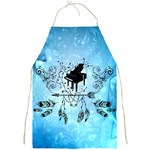 Piano With Feathers, Clef And Key Notes Full Print Apron