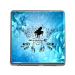 Piano With Feathers, Clef And Key Notes Memory Card Reader (Square 5 Slot)