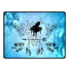 Piano With Feathers, Clef And Key Notes Fleece Blanket (small) by FantasyWorld7