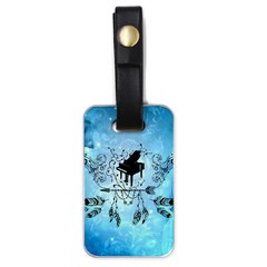 Piano With Feathers, Clef And Key Notes Luggage Tag (one Side) by FantasyWorld7