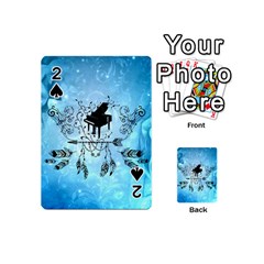 Piano With Feathers, Clef And Key Notes Playing Cards 54 Designs (mini) by FantasyWorld7