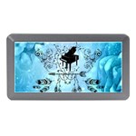 Piano With Feathers, Clef And Key Notes Memory Card Reader (Mini) Front