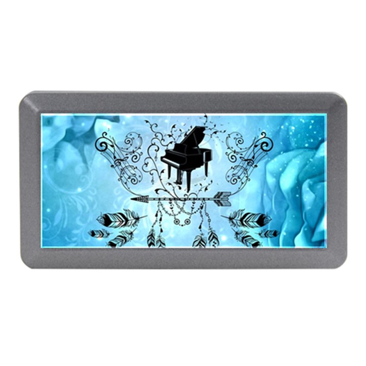 Piano With Feathers, Clef And Key Notes Memory Card Reader (Mini)