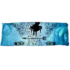 Piano With Feathers, Clef And Key Notes Body Pillow Case (dakimakura) by FantasyWorld7