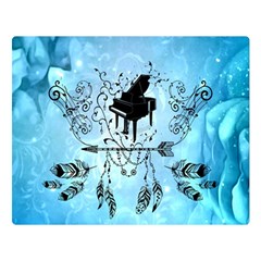 Piano With Feathers, Clef And Key Notes Double Sided Flano Blanket (large)  by FantasyWorld7