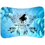 Piano With Feathers, Clef And Key Notes Velour Seat Head Rest Cushion