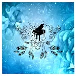 Piano With Feathers, Clef And Key Notes Wooden Puzzle Square