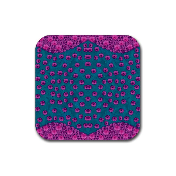 Field Of Flowers Decorative Rubber Coaster (Square) 