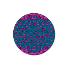 Field Of Flowers Decorative Rubber Round Coaster (4 Pack)  by pepitasart