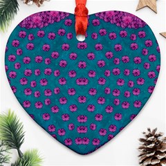 Field Of Flowers Decorative Heart Ornament (two Sides) by pepitasart