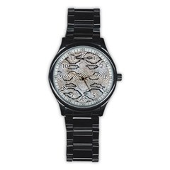 Snake Leather Stainless Steel Round Watch by skindeep