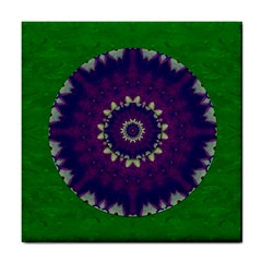 Mandala In Leaves,on Beautiful Leaves In Bohemian Style Tile Coaster by pepitasart