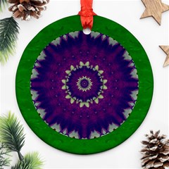 Mandala In Leaves,on Beautiful Leaves In Bohemian Style Ornament (round) by pepitasart