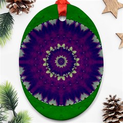 Mandala In Leaves,on Beautiful Leaves In Bohemian Style Ornament (oval) by pepitasart