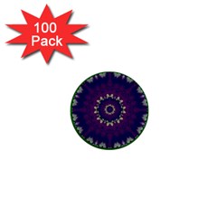 Mandala In Leaves,on Beautiful Leaves In Bohemian Style 1  Mini Buttons (100 Pack)  by pepitasart