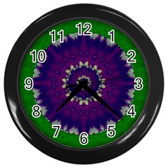 Mandala In Leaves,on Beautiful Leaves In Bohemian Style Wall Clock (black) by pepitasart