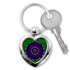 Mandala In Leaves,on Beautiful Leaves In Bohemian Style Key Chain (heart) by pepitasart