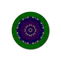 Mandala In Leaves,on Beautiful Leaves In Bohemian Style Rubber Coaster (round)  by pepitasart