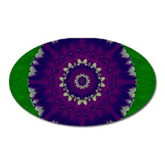 Mandala In Leaves,on Beautiful Leaves In Bohemian Style Oval Magnet by pepitasart