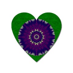 Mandala In Leaves,on Beautiful Leaves In Bohemian Style Heart Magnet by pepitasart