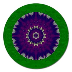 Mandala In Leaves,on Beautiful Leaves In Bohemian Style Magnet 5  (round) by pepitasart