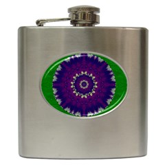 Mandala In Leaves,on Beautiful Leaves In Bohemian Style Hip Flask (6 Oz) by pepitasart