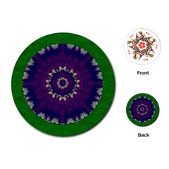 Mandala In Leaves,on Beautiful Leaves In Bohemian Style Playing Cards Single Design (round) by pepitasart