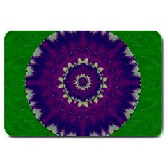 Mandala In Leaves,on Beautiful Leaves In Bohemian Style Large Doormat  by pepitasart