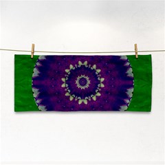 Mandala In Leaves,on Beautiful Leaves In Bohemian Style Hand Towel by pepitasart